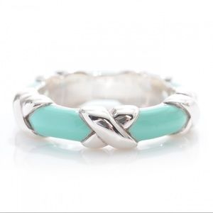 Tiffany & Co. ring with enamel inlays and X motifs